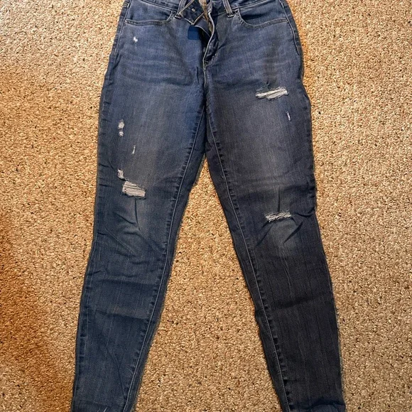 Maurices Dark Blue Distressed Skinny Jeans - Picture 1 of 5